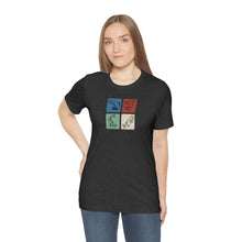 Load image into Gallery viewer, Four Fish T-shirt | Salmon, Steelhead, Catfish, Bass in Color Block Graphic Tee | Fishing Shirt - Jess Alice
