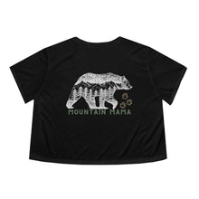 Load image into Gallery viewer, "Mountain Mama" Bear with landscape inside Cropped T-Shirt | Women's Flowy Mid Drift Tee - Jess Alice