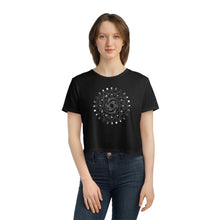 Load image into Gallery viewer, Pisces Astrological Fish swimming Opposite Direction | Moon Phase Esoteric| Cropped T-Shirt | Women's Flowy Mid Drift Tee - Jess Alice
