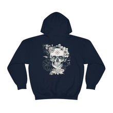 Load image into Gallery viewer, Skull and Flower Helm of Awe "Conquer" Hoodie | Viking - Norse - Icelandic Rune Hooded Sweatshirt - Jess Alice