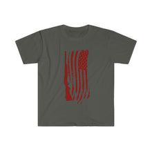 Load image into Gallery viewer, Red American Flag and Rifle Shirt | USA | Design Printed on Front | Graphic T Shirt | Unisex Cotton Tee - Jess Alice