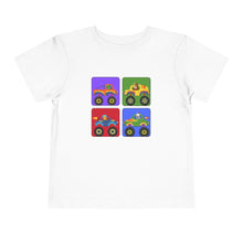 Load image into Gallery viewer, Toddler Tee | Educational and Interactive Clothing | 4 Color Block Cute Monster Trucks with Animal top - Jess Alice