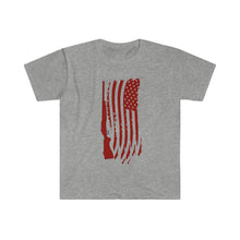 Load image into Gallery viewer, Red American Flag and Rifle Shirt | USA | Design Printed on Front | Graphic T Shirt | Unisex Cotton Tee - Jess Alice