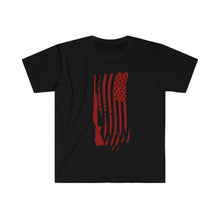 Load image into Gallery viewer, Red American Flag and Rifle Shirt | USA | Design Printed on Front | Graphic T Shirt | Unisex Cotton Tee - Jess Alice