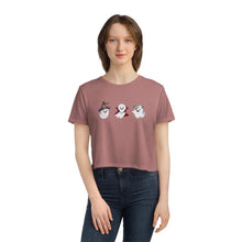 Load image into Gallery viewer, 3 Monster Ghost Cropped Tee Spooky Vampire, Witch, and Monster Frankenstein Ghosts - Jess Alice