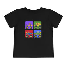 Load image into Gallery viewer, Toddler Tee | Educational and Interactive Clothing | 4 Color Block Cute Monster Trucks with Animal top - Jess Alice