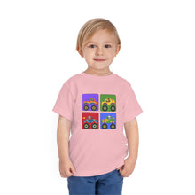 Load image into Gallery viewer, Toddler Tee | Educational and Interactive Clothing | 4 Color Block Cute Monster Trucks with Animal top - Jess Alice
