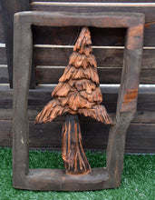 Load image into Gallery viewer, 24"x 16" Wall-Hanging Frame Tree Chainsaw Carving Sculpture | Stained and Sealed California Cedar Wood Carved Artwork | Artist & Carver Jess Alice - Jess Alice