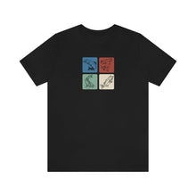 Load image into Gallery viewer, Four Fish T-shirt | Salmon, Steelhead, Catfish, Bass in Color Block Graphic Tee | Fishing Shirt - Jess Alice