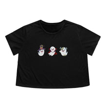Load image into Gallery viewer, 3 Monster Ghost Cropped Tee Spooky Vampire, Witch, and Monster Frankenstein Ghosts - Jess Alice