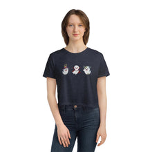 Load image into Gallery viewer, 3 Monster Ghost Cropped Tee Spooky Vampire, Witch, and Monster Frankenstein Ghosts - Jess Alice