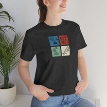 Load image into Gallery viewer, Four Fish T-shirt | Salmon, Steelhead, Catfish, Bass in Color Block Graphic Tee | Fishing Shirt - Jess Alice