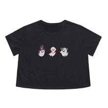 Load image into Gallery viewer, 3 Monster Ghost Cropped Tee Spooky Vampire, Witch, and Monster Frankenstein Ghosts - Jess Alice