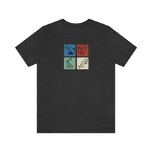 Load image into Gallery viewer, Four Fish T-shirt | Salmon, Steelhead, Catfish, Bass in Color Block Graphic Tee | Fishing Shirt - Jess Alice