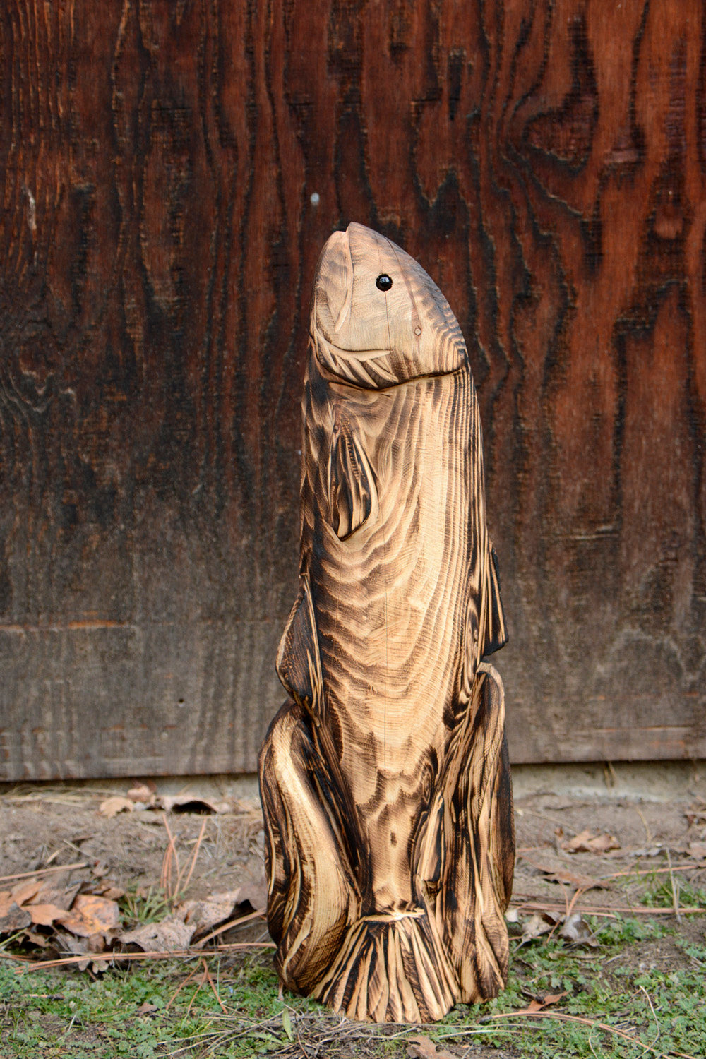 2 Foot Jumping Fish Out of Water | Chainsaw Carved Wood Sculpture