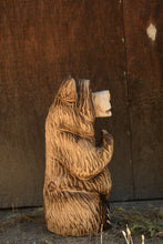 Load image into Gallery viewer, Chainsaw Carved 22&quot; Bear Sculpture with &quot;Don&#39;t Enter&quot; Sign | Original Handcrafted Artwork by Artist Jess Alice&quot;
