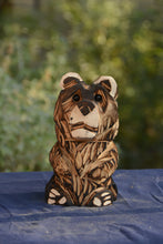 Load image into Gallery viewer, 10&quot; Mini Standard Sitting Bear: Handcrafted Chainsaw-Carved Cedar Sculpture | Chainsaw Artist Jess Alice
