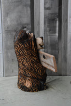 Load image into Gallery viewer, 15-Inch Chainsaw Carved Bear with Interchangeable &#39;Wrong House&#39; Sign
