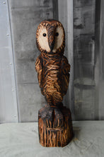 Load image into Gallery viewer, 24-Inch Chainsaw Carved Owl Sculpture on Base
