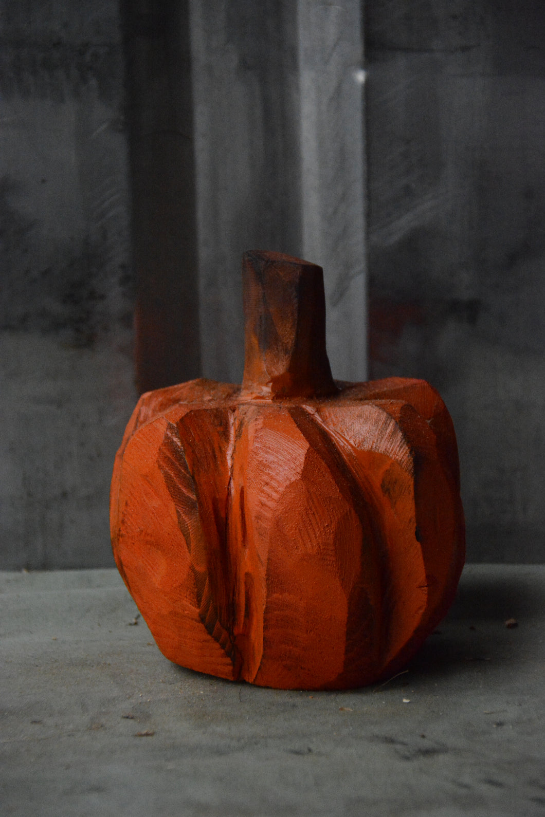 7-Inch Chainsaw Carved Mini Pumpkin Sculpture – Hand-Painted Autumn Decor by Jess Alice