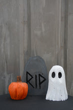 Load image into Gallery viewer, 10-Inch Chainsaw Carved Handpainted RIP Tombstone - Halloween Graveyard Decor by Jess Alice
