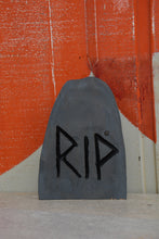 Load image into Gallery viewer, 10-Inch Chainsaw Carved Handpainted RIP Tombstone - Halloween Graveyard Decor by Jess Alice
