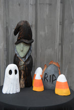 Load image into Gallery viewer, Set of 3 Handpainted Chainsaw Carved Candy Corn Sculptures | Seasonal Fall &amp; Halloween Décor by Jess Alice
