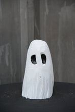 Load image into Gallery viewer, 8-inch Ghost wood Sculpture Chainsaw Carved Spooky Mini White sheet ghost with black eyes
