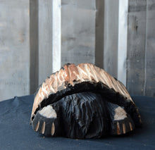 Load image into Gallery viewer, Bear Stuck in a Log; Hand Carved Chainsaw Sculpture 13” x 10”

