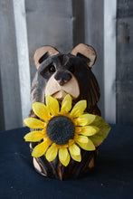 Load image into Gallery viewer, 10"x5" Mini Customizable Bear (Sunflower) – Chainsaw Carved Wood Sculpture
