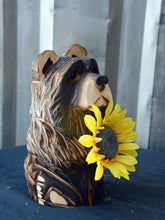 Load image into Gallery viewer, 10"x5" Mini Customizable Bear (Sunflower) – Chainsaw Carved Wood Sculpture
