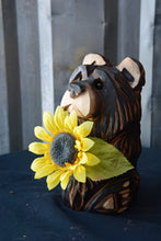 Load image into Gallery viewer, 10"x5" Mini Customizable Bear (Sunflower) – Chainsaw Carved Wood Sculpture
