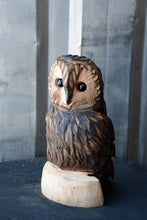 Load image into Gallery viewer, 11"x5" Chainsaw Carved Owl Sculpture on Base
