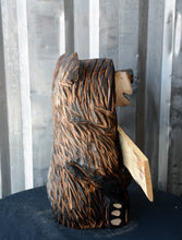 Load image into Gallery viewer, 16-Inch Chainsaw Carved Bear with Interchangeable "Wrong House" Sign
