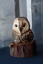 Load image into Gallery viewer, 8"x5" Chainsaw Carved Owl Sculpture on Base
