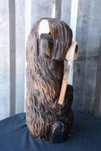 Load image into Gallery viewer, 18"x8" Highland Cow with FAFO sign – Chainsaw Carved Wood Sculpture
