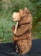 Load image into Gallery viewer, Chainsaw Carved 23&quot; Bear Sculpture with &quot;Turn Around&quot; Sign | Original Handcrafted Artwork by Artist Jess Alice&quot;
