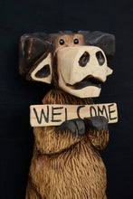 Load image into Gallery viewer, Chainsaw Carved 4ft Moose Sculpture with &quot;Welcome&quot; Sign | Artist Jess Alice
