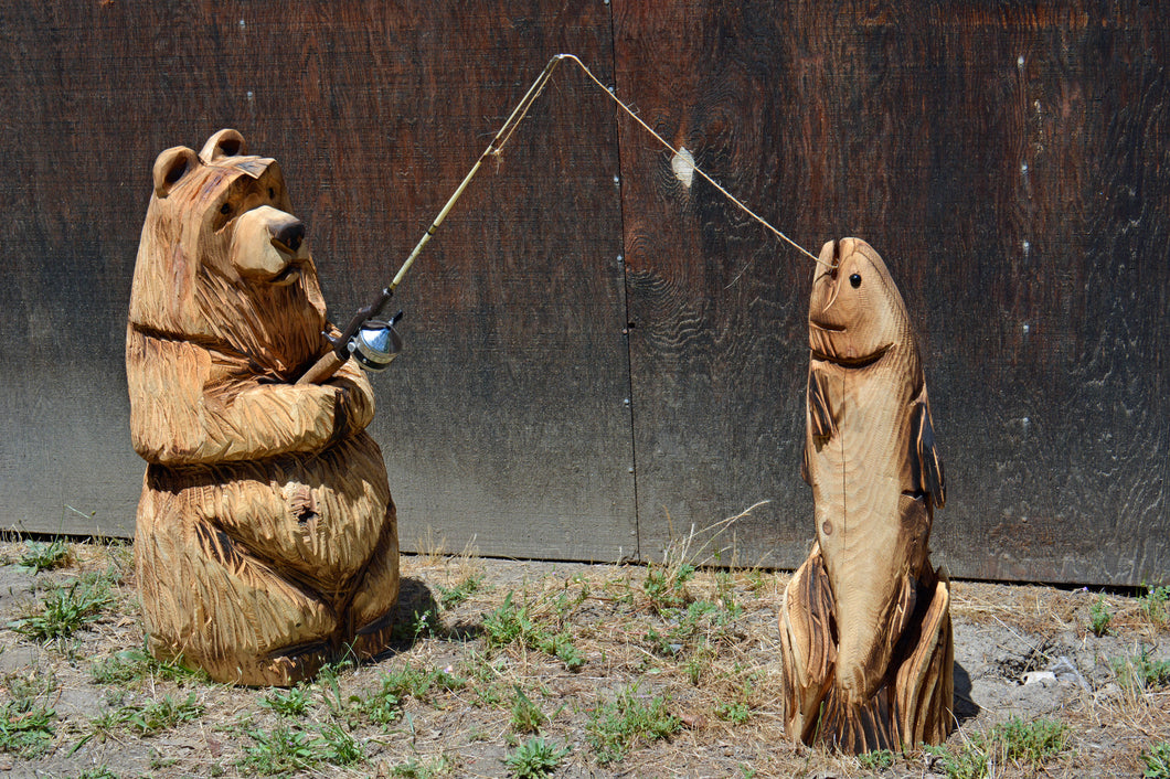 3ft Bear holding a Fishing Rod (Fish SOLD Separate)