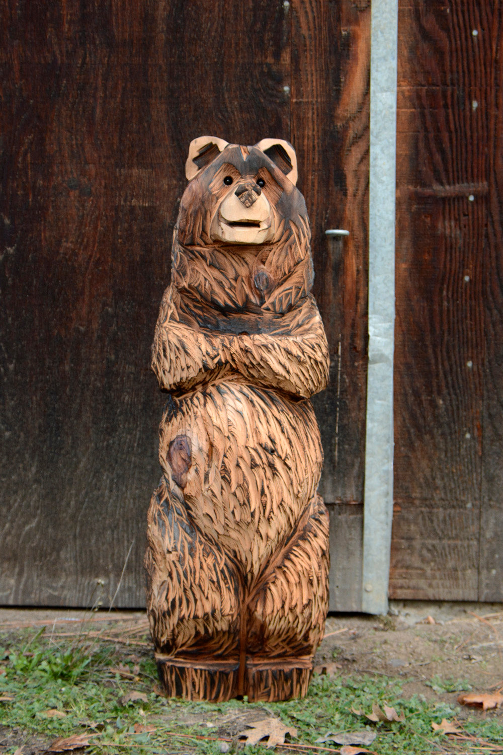 3ft Chainsaw Carved Bear| Fishing Pole - Flag