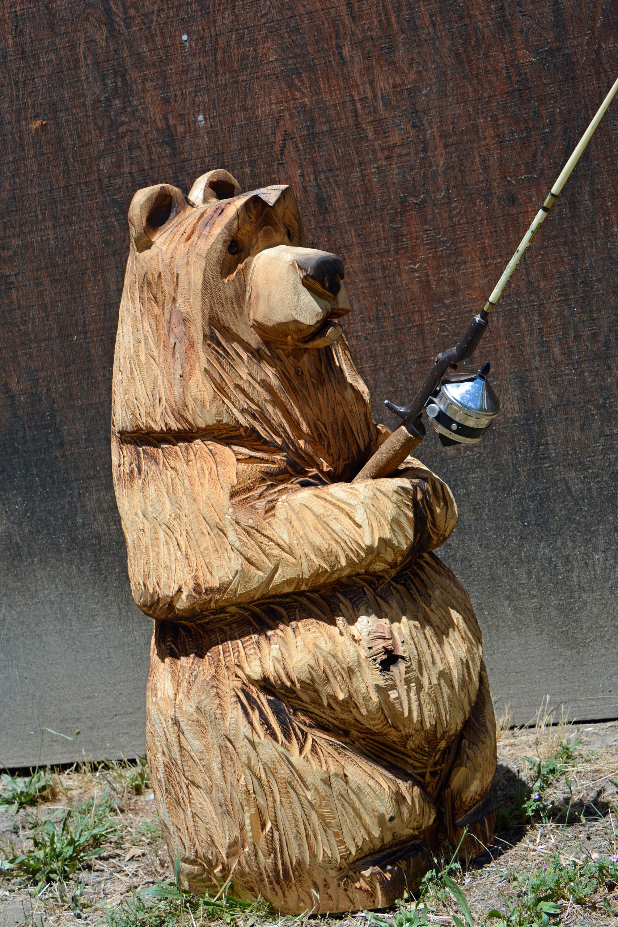 3ft Bear holding a Fishing Rod (Fish SOLD Separate)