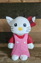 Load image into Gallery viewer, 15″ Hello Kitty–Inspired Chainsaw Carved Wood Sculpture – Hand Painted Redwood
