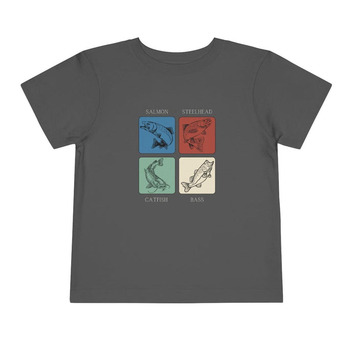 Toddler Clothing | Fishing T-shirt | Steelhead, Salmon, Catfish, Bass Color Block Graphic Tee - Jess Alice