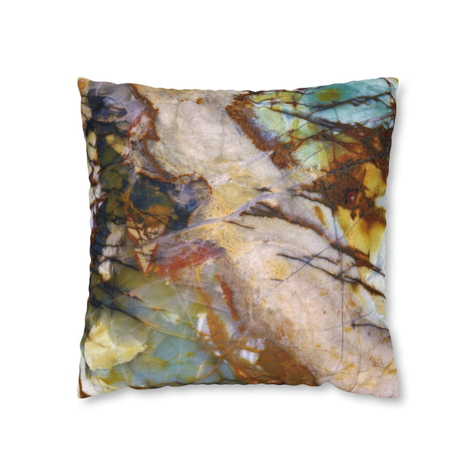 Faux Suede Square Pillowcase | Abstract Macro Rock Art 
