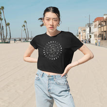 Load image into Gallery viewer, Pisces Astrological Fish swimming Opposite Direction | Moon Phase Esoteric| Cropped T-Shirt | Women&#39;s Flowy Mid Drift Tee - Jess Alice
