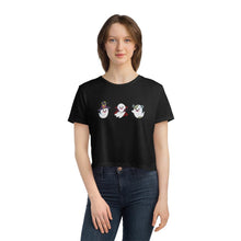 Load image into Gallery viewer, 3 Monster Ghost Cropped Tee Spooky Vampire, Witch, and Monster Frankenstein Ghosts - Jess Alice
