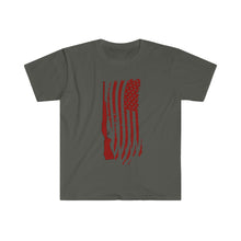 Load image into Gallery viewer, Red American Flag and Rifle Shirt | USA | Design Printed on Front | Graphic T Shirt | Unisex Cotton Tee - Jess Alice
