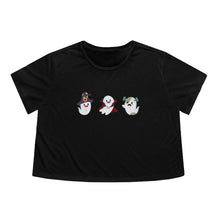Load image into Gallery viewer, 3 Monster Ghost Cropped Tee Spooky Vampire, Witch, and Monster Frankenstein Ghosts - Jess Alice

