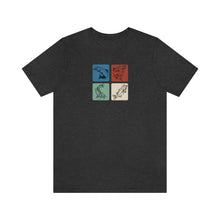 Load image into Gallery viewer, Four Fish T-shirt | Salmon, Steelhead, Catfish, Bass in Color Block Graphic Tee | Fishing Shirt - Jess Alice
